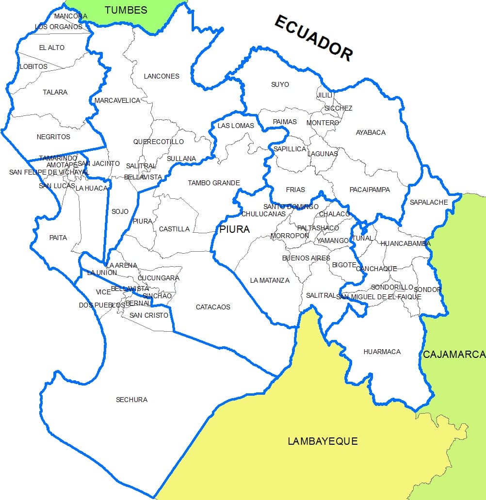 Mapa de distritos de Piura