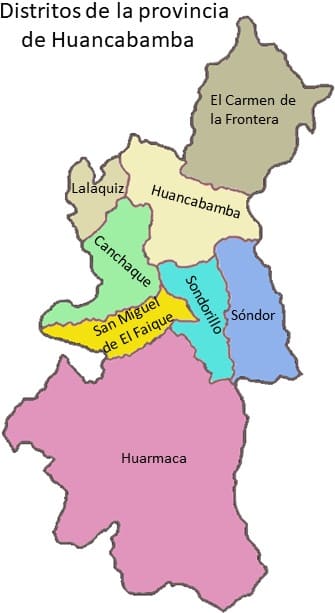 Distritos de la provincia de Huancabamba