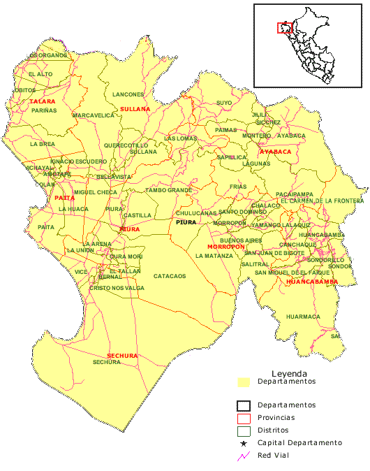 Mapa político de Piura